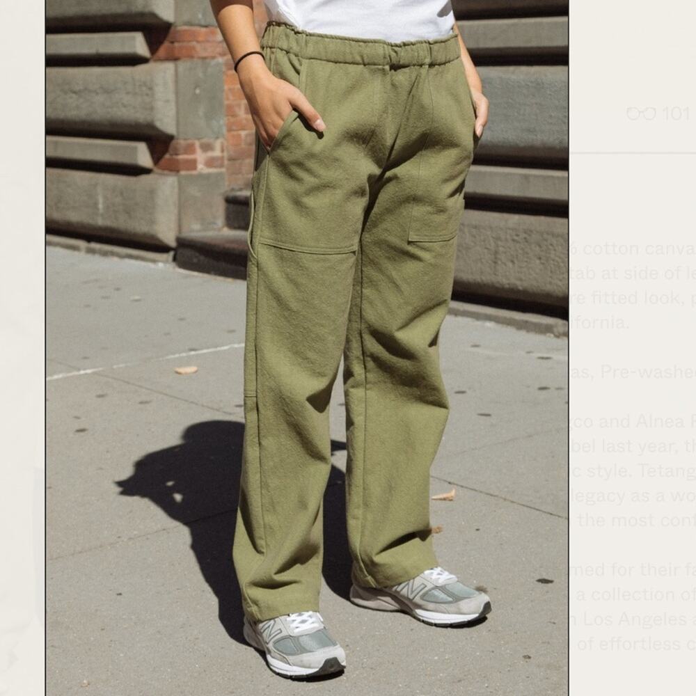 Tigre Et Tigre Green Sunny Canvas Cargo Utility Straight Leg High Rise Pant Sz S